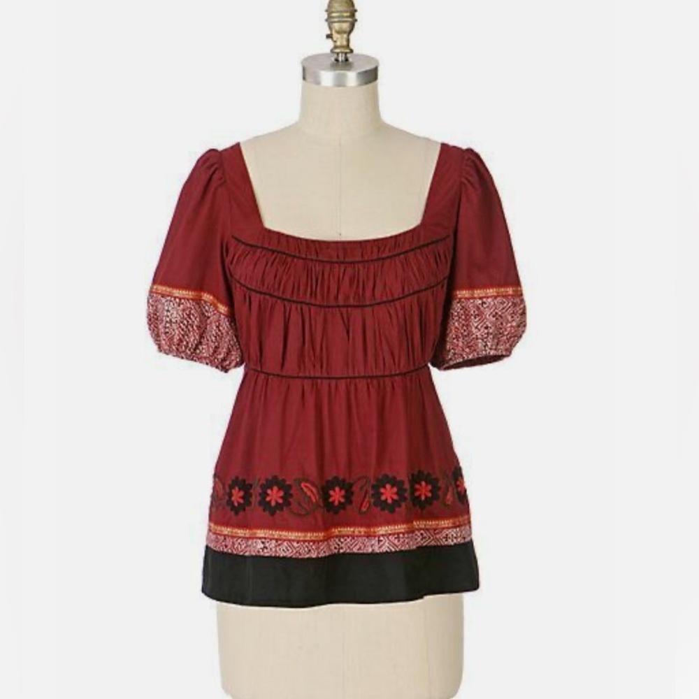 Rare Vintage Anthropologie Lithe Fishermen’s Bridge Peasant Blouse Size 2